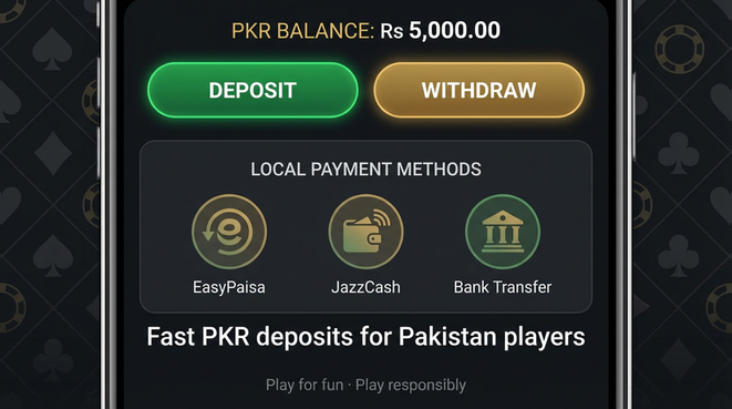 Deposit and withdrawal screen with PKR methods - digital inclusion project photo